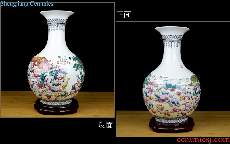 Jingdezhen ceramic pastel landscape painting big vase living room TV cabinet flower arranging hydroponic household soft adornment is placed