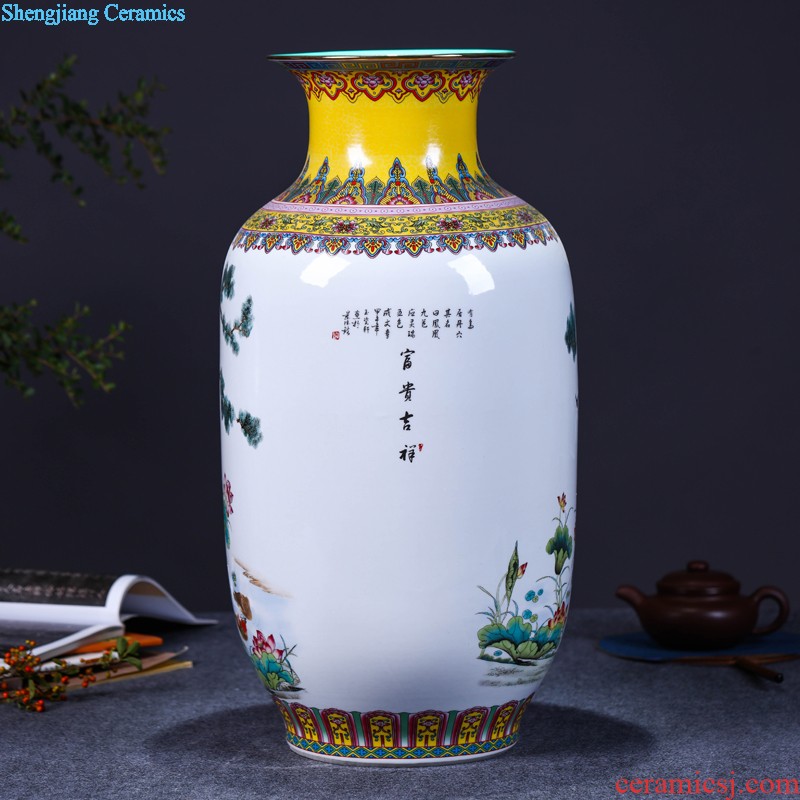 Archaize of jingdezhen ceramics collection furnishing articles famille rose flower figure square vase, flower arrangement, the sitting room adornment
