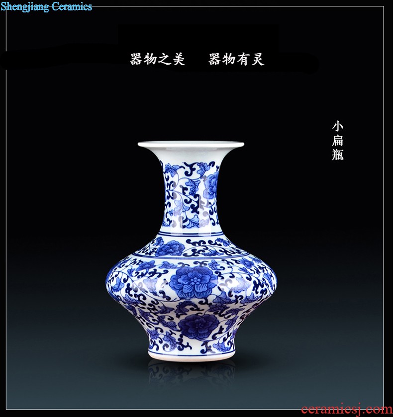 Hand painted lotus painting and calligraphy cylinder kiln jingdezhen ceramics is increasing in vases, flower arranging furnishing articles Chinese style living room floor decoration