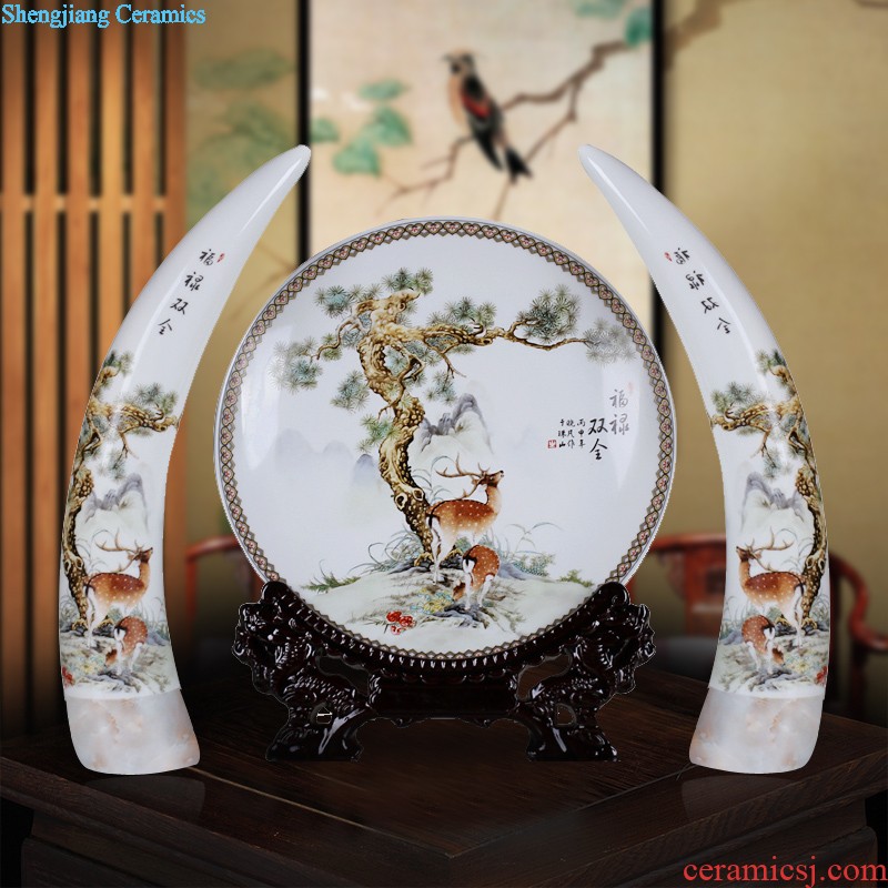 Jingdezhen ceramic hand-painted porcelain plate of blue and white porcelain painting the living room of Chinese style household porch setting wall mural hang a picture