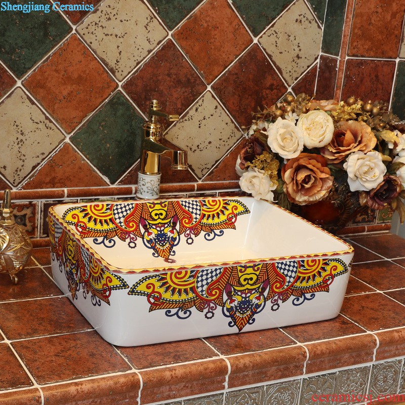 Gold cellnique jingdezhen ceramic lavabo art basin rectangle lavatory toilet stage basin