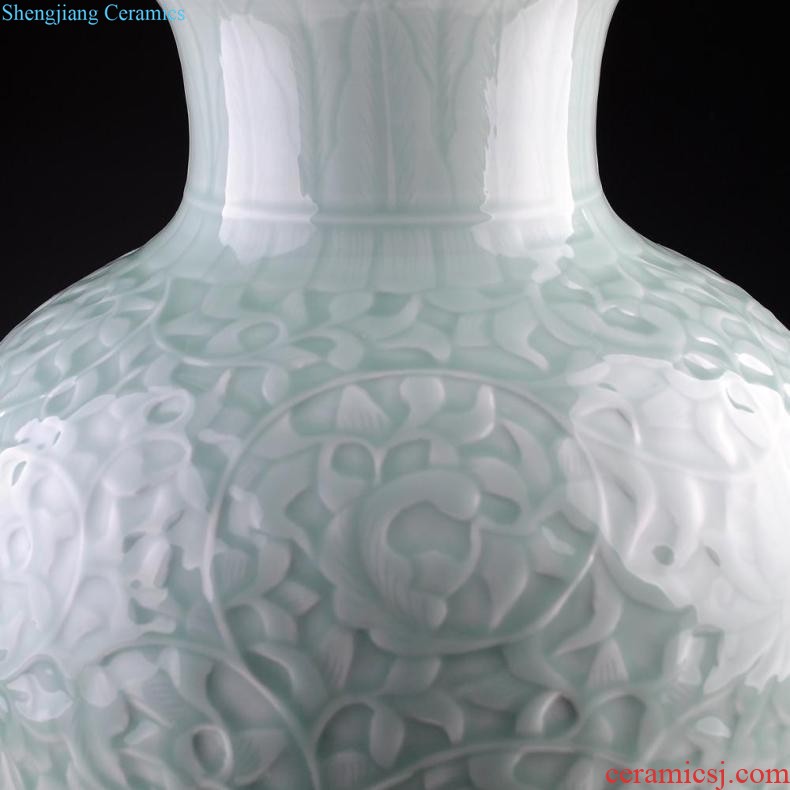 Jingdezhen ceramic vase large landing hand-painted jiangnan spring quiver hotel flower arrangement sitting room adornment is placed