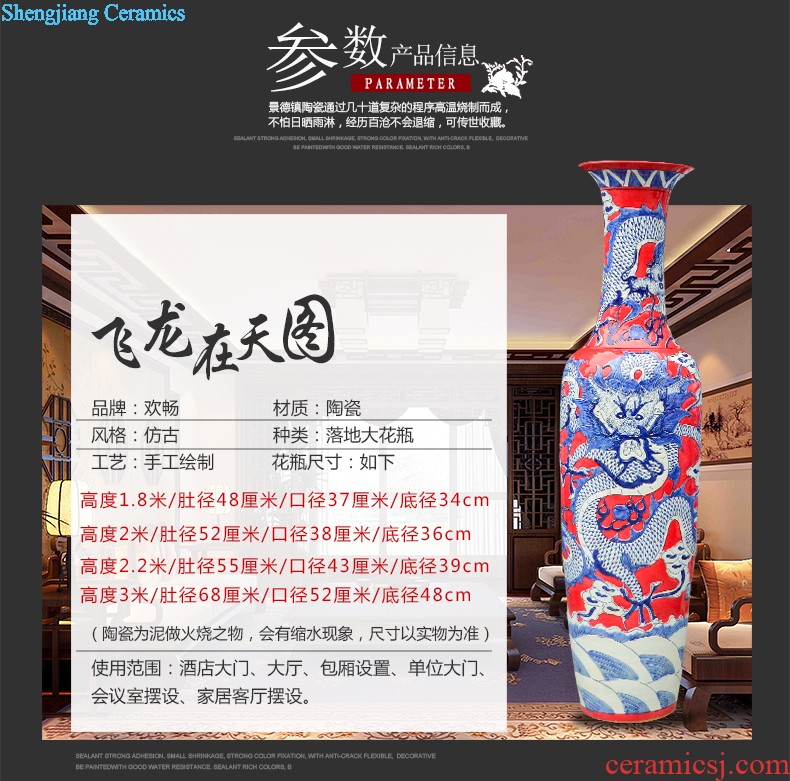 Jingdezhen ceramics of large vases, antique hand-painted fangming character home sitting room adornment is placed