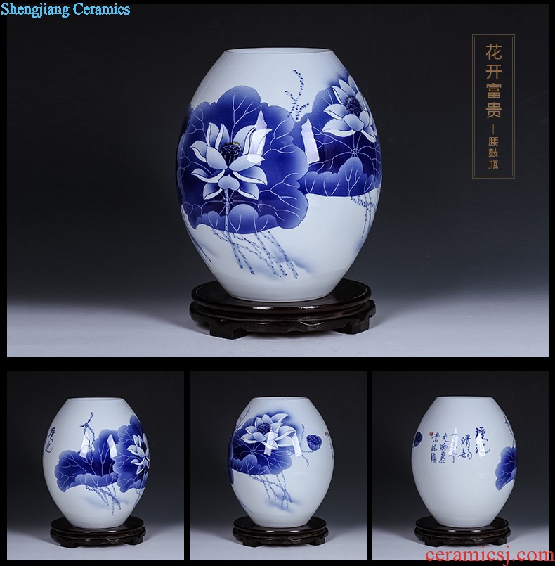 Jingdezhen ceramics Shadow blue variable color glaze vase flowers Fashion contracted home sitting room adornment is placed