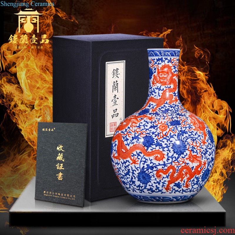 Jingdezhen ceramics imitation qing qianlong bon fire hose lines gourd vases, sitting room of Chinese style household decorations furnishing articles