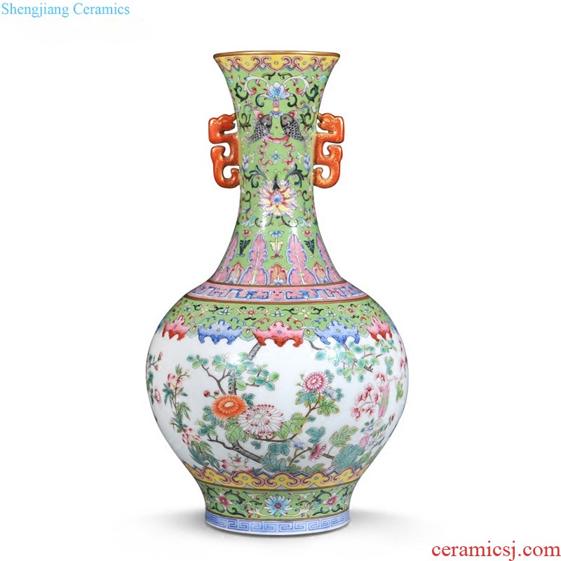 Jingdezhen imperial kiln chinaware qing qianlong pastel yellow bamboo to report peaceful sitting room adornment grain vase collection furnishing articles