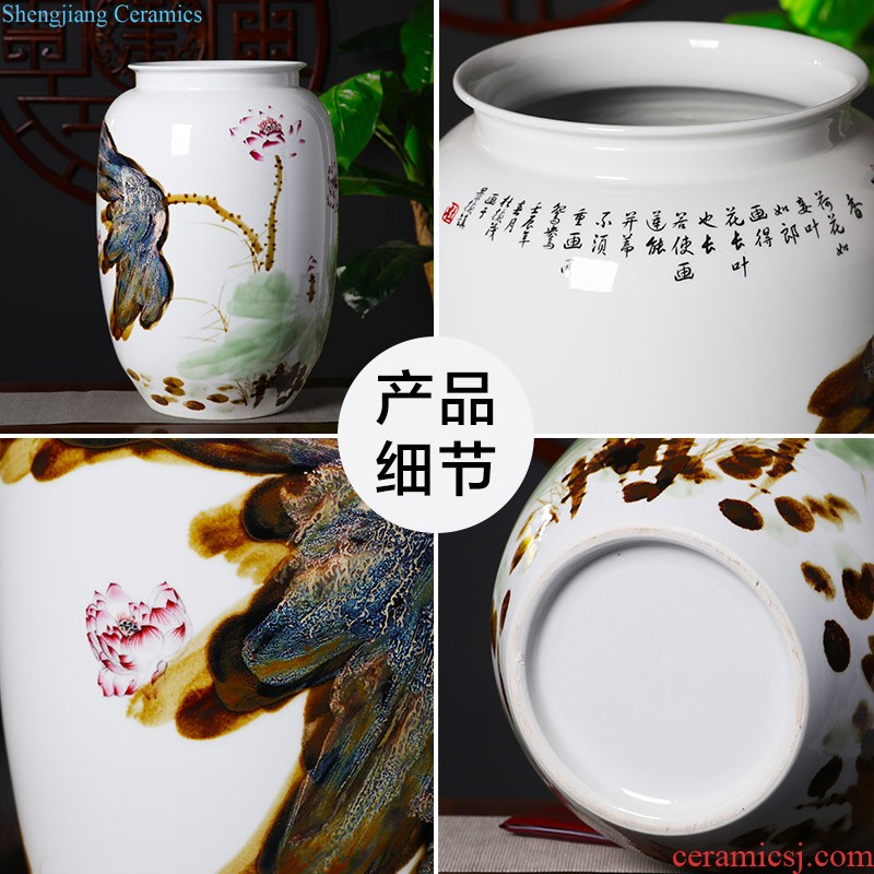 Jingdezhen ceramics ruby red vase flower arranging place new sitting room adornment cabinet decoration of Chinese style household porcelain