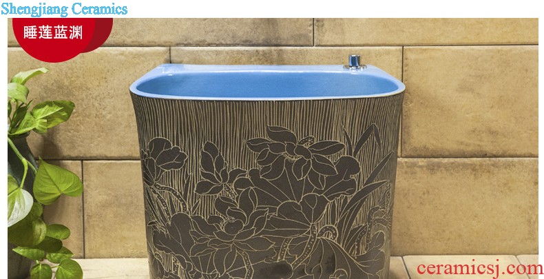 Koh larn, neat hand-drawn square stage basin ceramic lavabo art of the basin that wash a face basin sinks green lotus