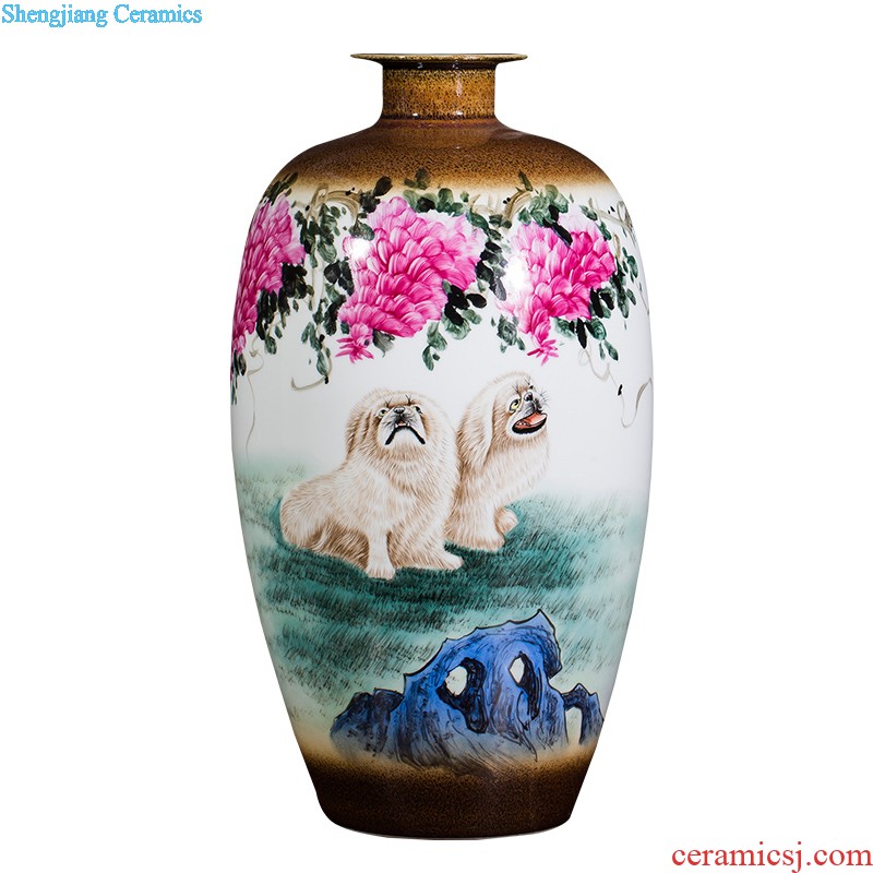 Jingdezhen ceramic floor big vase archaize hand-carved yueyang sitting room adornment is placed opening gifts