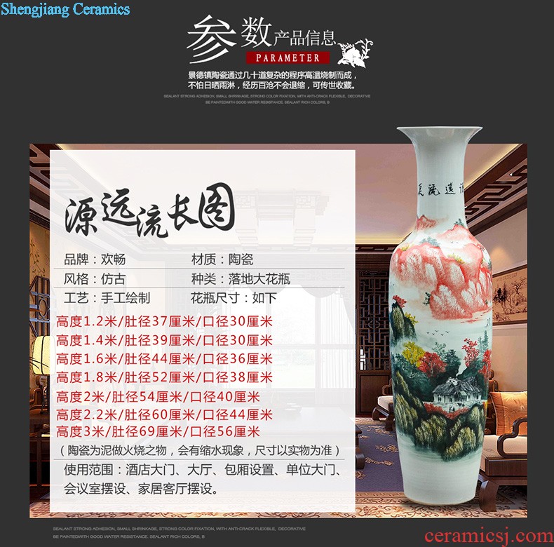 E197 jingdezhen ceramics of large blue and white porcelain vase and landscape painting home sitting room adornment is placed his feet