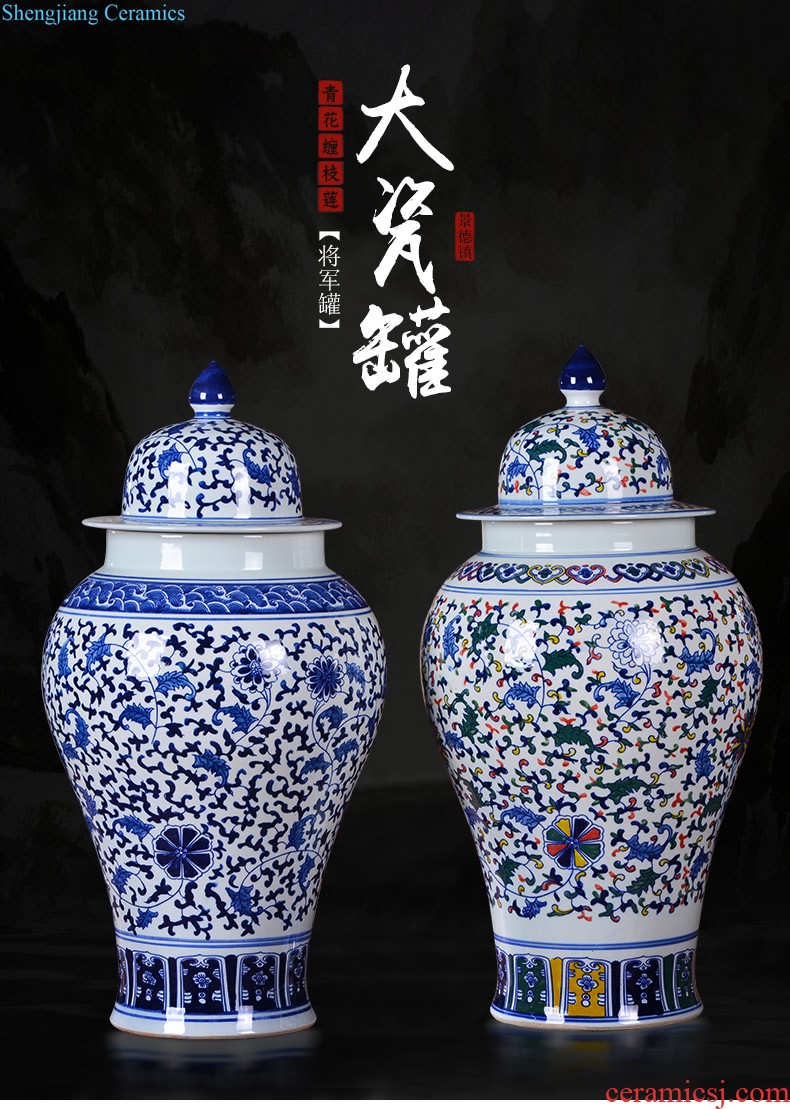 Jingdezhen ceramics hand-painted vases furnishing articles sitting room of Chinese style household wine porch TV ark adornment arranging flowers