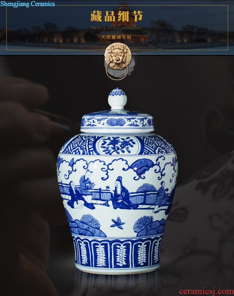 Jingdezhen ceramics hand large blue and white porcelain vase splendid furnishing articles was Chinese style living room hotel decoration