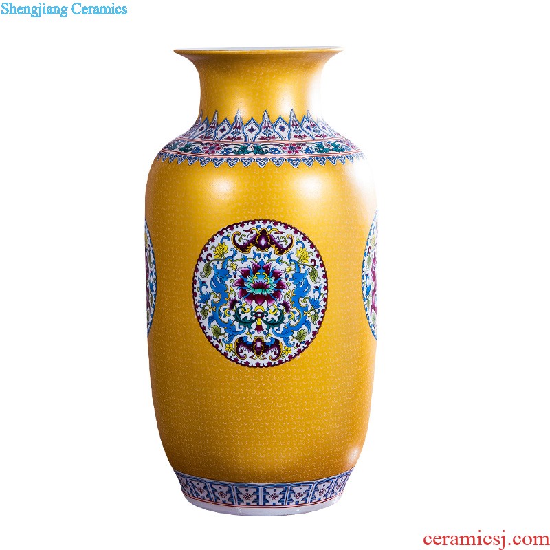 Jingdezhen ceramics of large vases, flower arranging yellow peony home sitting room adornment is placed large size 8