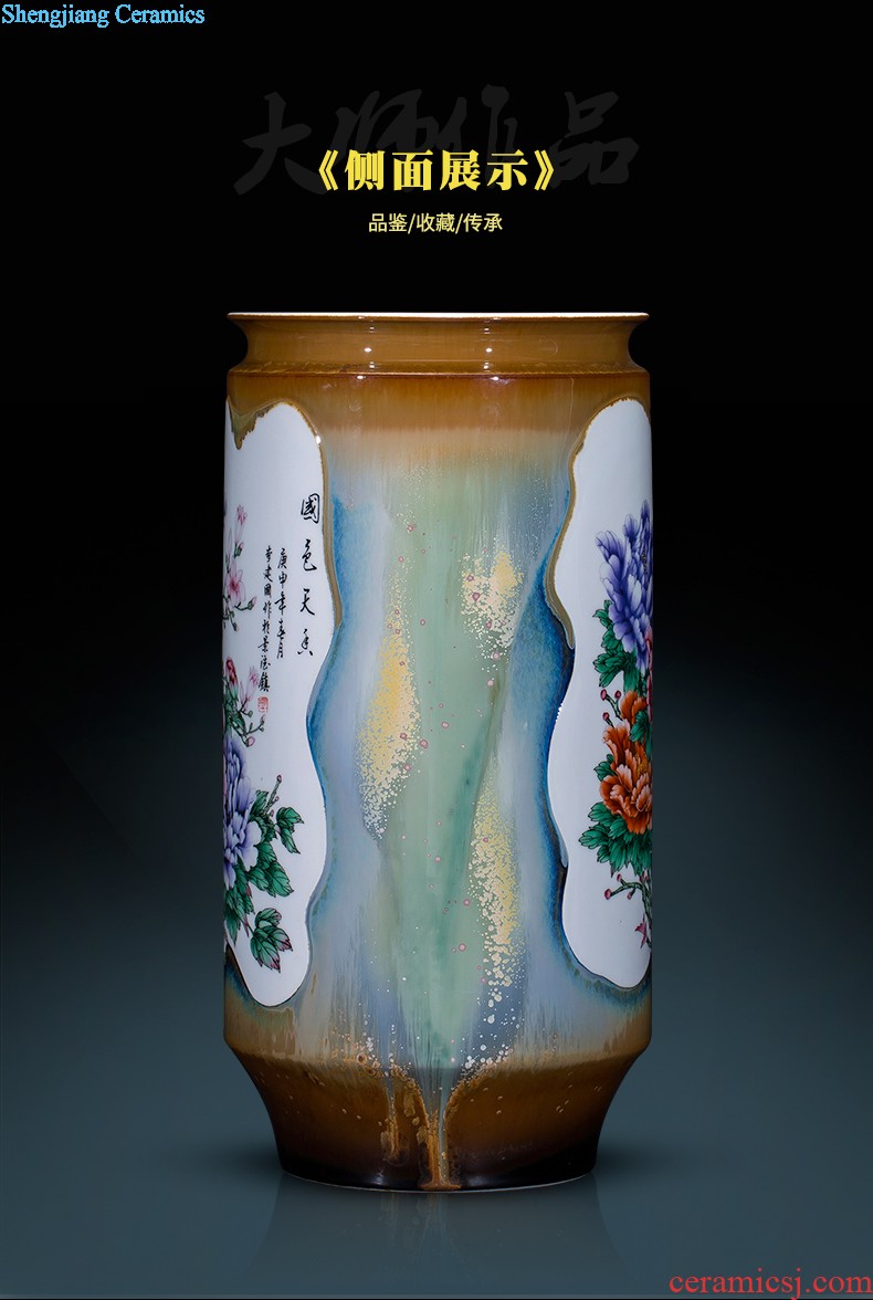 Jingdezhen ceramics famous hand-painted flower arranging device of blue and white porcelain vase furnishing articles rich ancient frame sitting room decoration