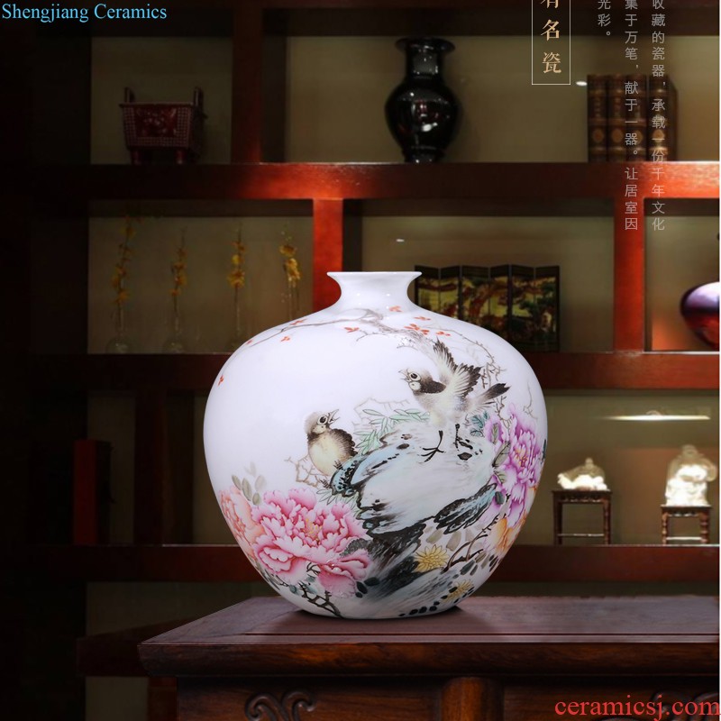 Jingdezhen ceramics imitation qing qianlong cornucopia ears dragon cylinder new Chinese vase sitting room aquarium furnishing articles writing brush washer