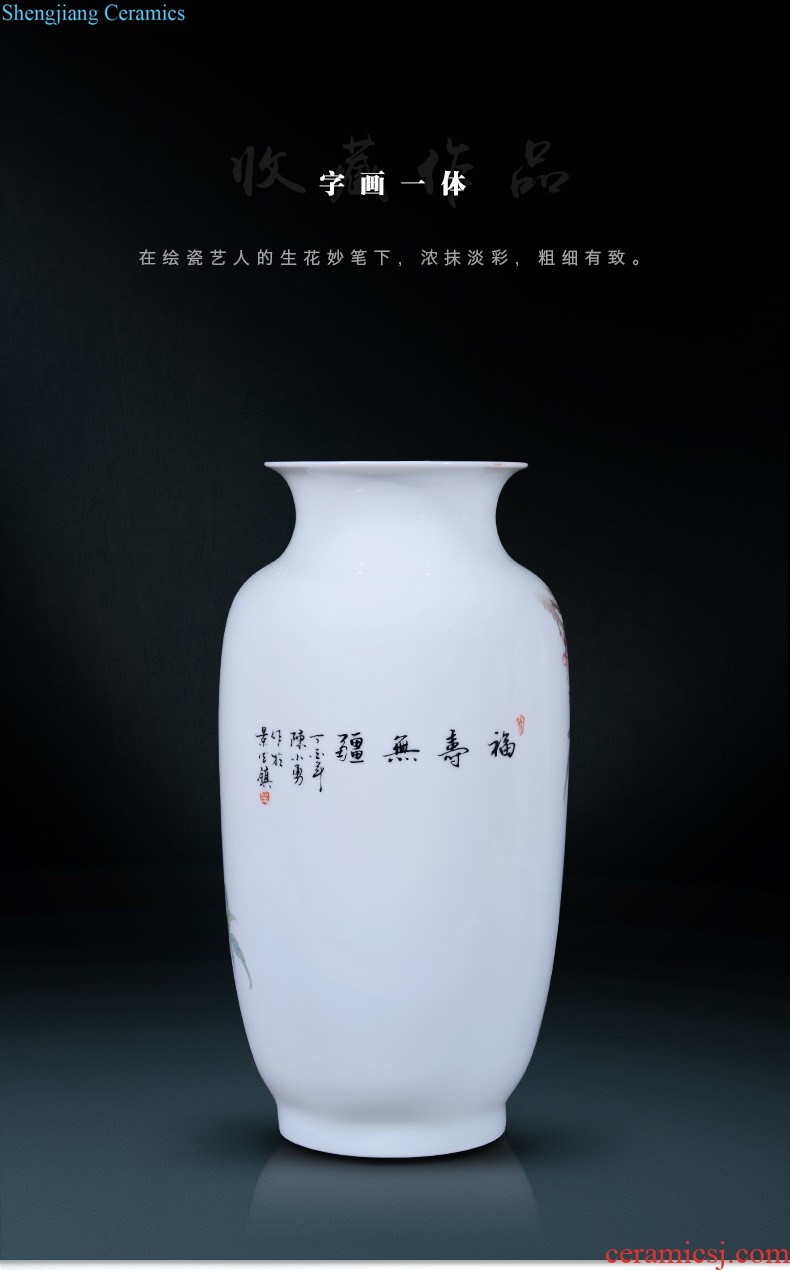 Jingdezhen ceramics Hand-painted vases furnishing articles Charactizing a fine spring New Chinese style rich ancient frame sitting room adornment ornament