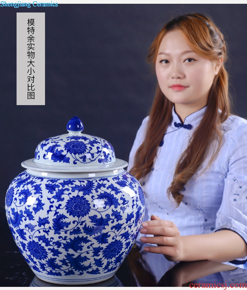 Jingdezhen ceramic hand-painted tank sitting room place the calligraphy and painting cylinder large fish bowl goldfish bowl lotus flower pot FCG