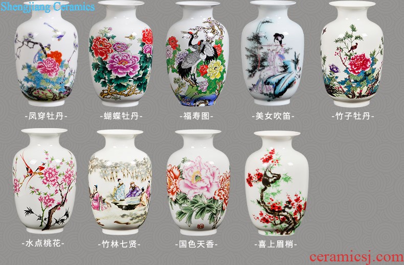 Famous jingdezhen ceramics powder enamel vase flower arranging place Chinese style household living room TV cabinet decoration process