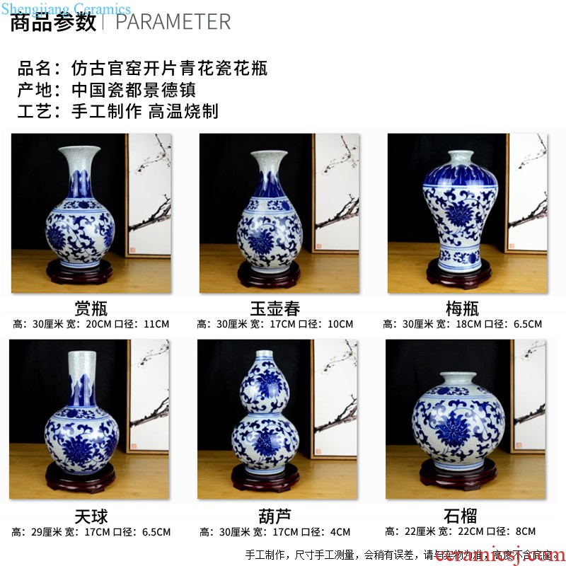 Jingdezhen ceramic Mediterranean style blues blue vase three-piece sitting room is contracted flower adornment furnishing articles