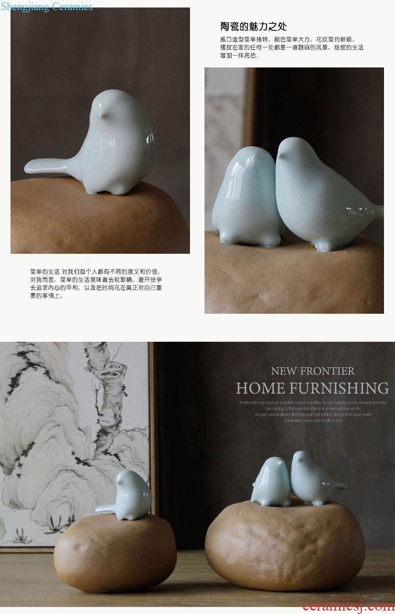 Rain tong home | jingdezhen ceramics European coloured drawing or pattern Single ear receptacle furnishing articles Decoration porcelain vase the living room