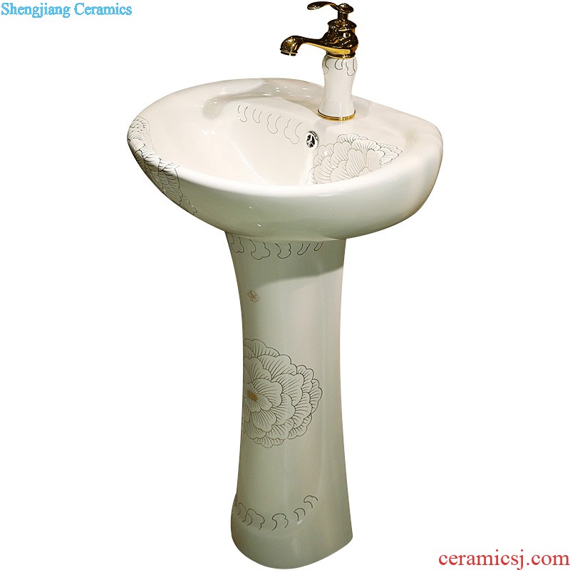 Gold cellnique art ceramic basin of pillar type column one balcony floor toilet lavabo wash basin