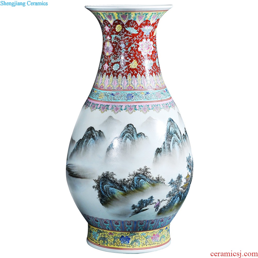 Jingdezhen ceramics vase Three Yang kaitai Wang Yunxi blue and white porcelain flower handicraft furnishing articles of contemporary sitting room