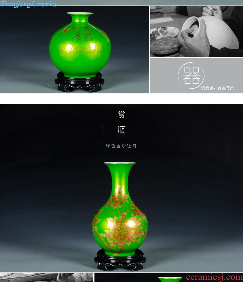 Jingdezhen ceramics blue-green high landing big vase household sitting room adornment is placed large birds pay homage to the king