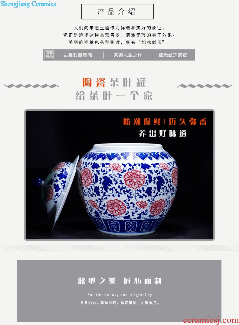 Jingdezhen ceramic hand-painted tank sitting room place the calligraphy and painting cylinder large fish bowl goldfish bowl lotus flower pot FCG