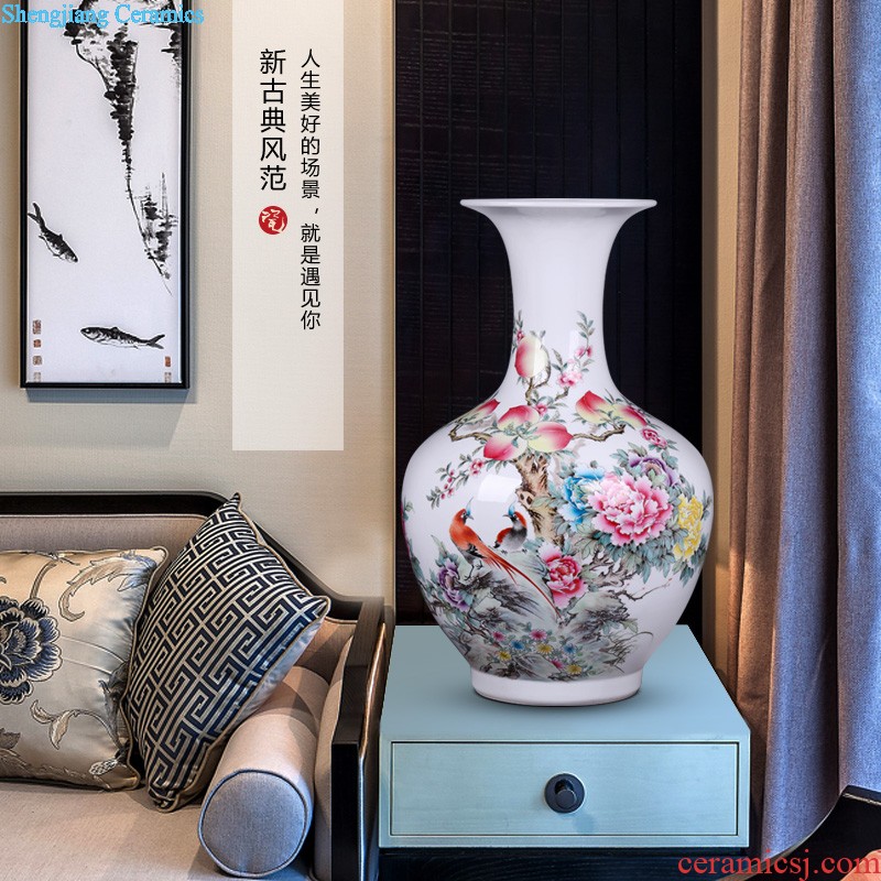 Le optimal jingdezhen hand-painted color ink landscape ceramic vases, flower receptacle modern new Chinese style household crafts are sitting room