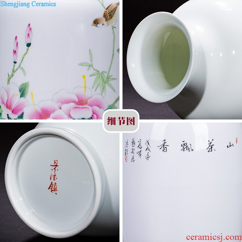 Hand draw archaize yuan blue and white porcelain of jingdezhen ceramics under the big vase plum bottle Xiao Heyue after han xin furnishing articles in the living room