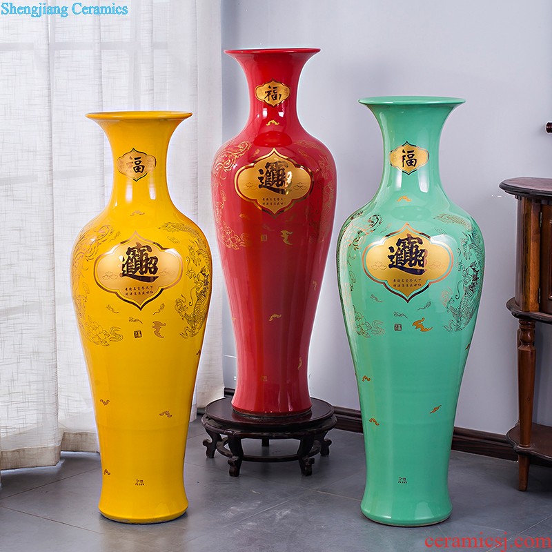 Jingdezhen ceramics Guo Pushan hand-painted pastel of large vases, flower arrangement of Chinese style living room a study place