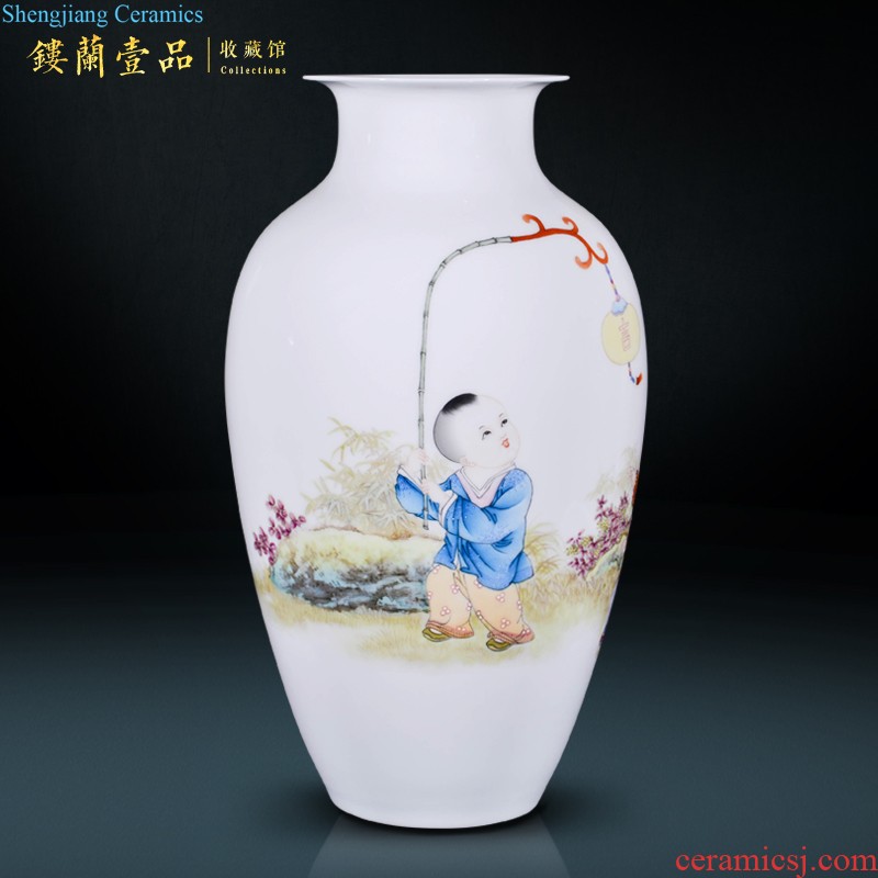 Master of jingdezhen ceramics hand-painted decorative flower vase new Chinese style living room TV cabinet porch is decorated collection