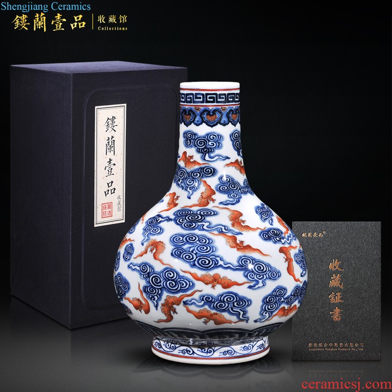 Jingdezhen ceramics hand-painted famille rose flower vase sitting room porch Chinese TV ark study home furnishing articles