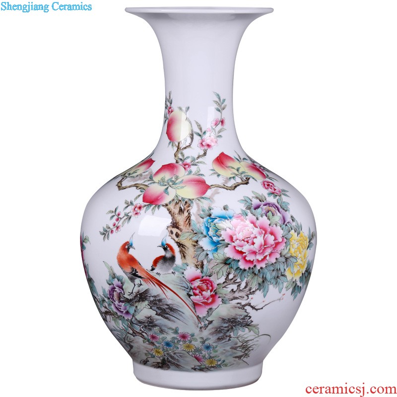 Le optimal jingdezhen hand-painted color ink landscape ceramic vases, flower receptacle modern new Chinese style household crafts are sitting room