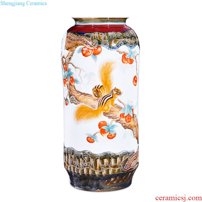 Jingdezhen ceramic hand-painted vases furnishing articles flower arrangement Auspicious and Chinese style living room TV cabinet decoration decoration