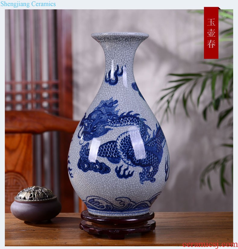 Jingdezhen ceramics hand blue and white porcelain vase large sitting room of new Chinese style household adornment TV ark furnishing articles