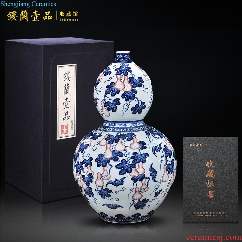 Jingdezhen ceramics hand-painted pastel thin body flower vase new Chinese style living room TV cabinet decoration wedding furnishing articles