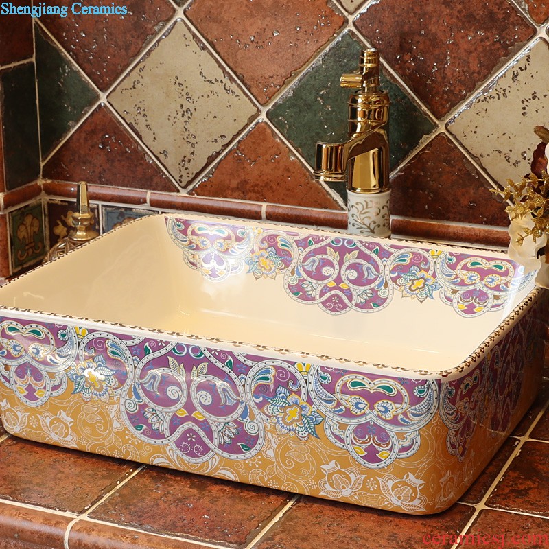 Gold cellnique modern stage basin rectangle ceramic art basin to wash their hands lavatory basin that wash a face plate of small size