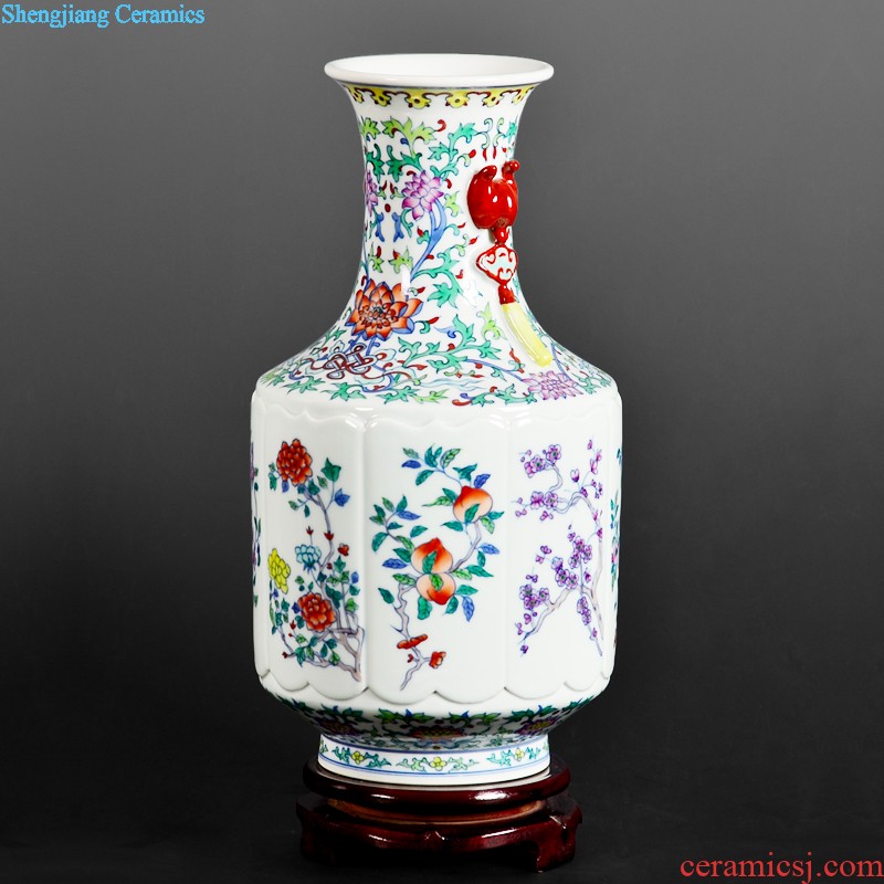 Archaize of jingdezhen ceramic famille rose by hand-painted pot-bellied vase sitting room porch decoration of Chinese style household furnishing articles