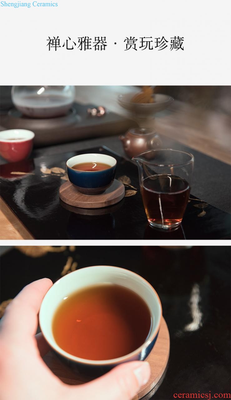 Jingdezhen kung fu tea cups kiln hand-painted teacup sample tea cup single glass ceramic tea set firewood building masters cup