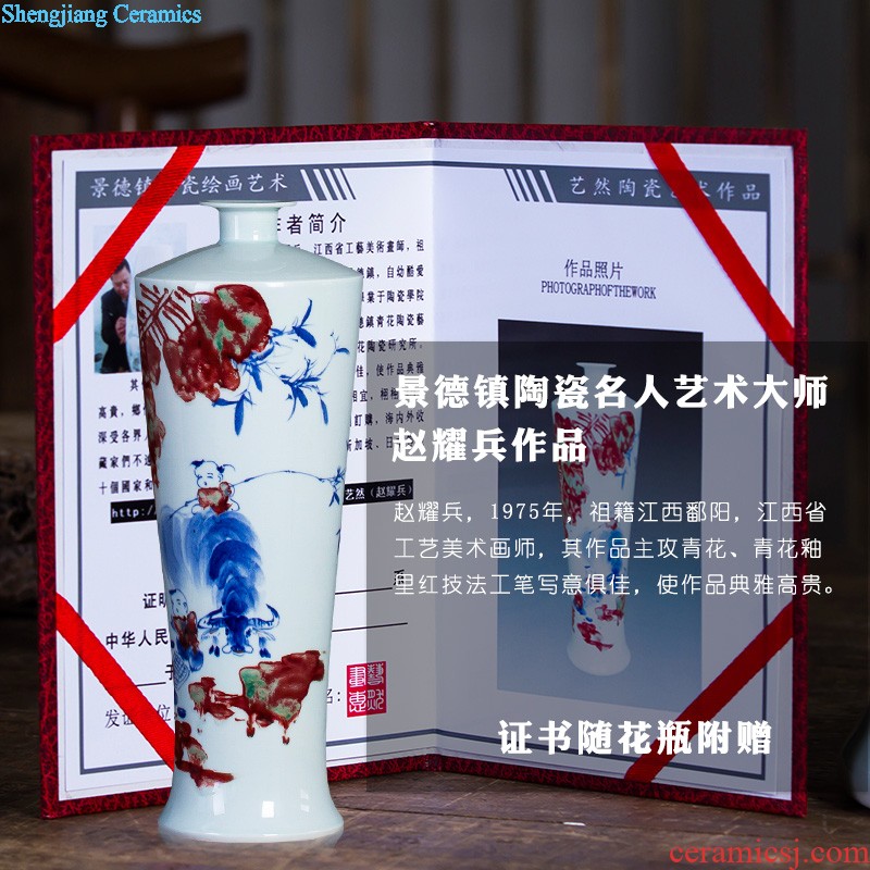 E014 sign on the submission of jingdezhen ceramics anaglyph antique calligraphy of large vase furnishing articles archaize office