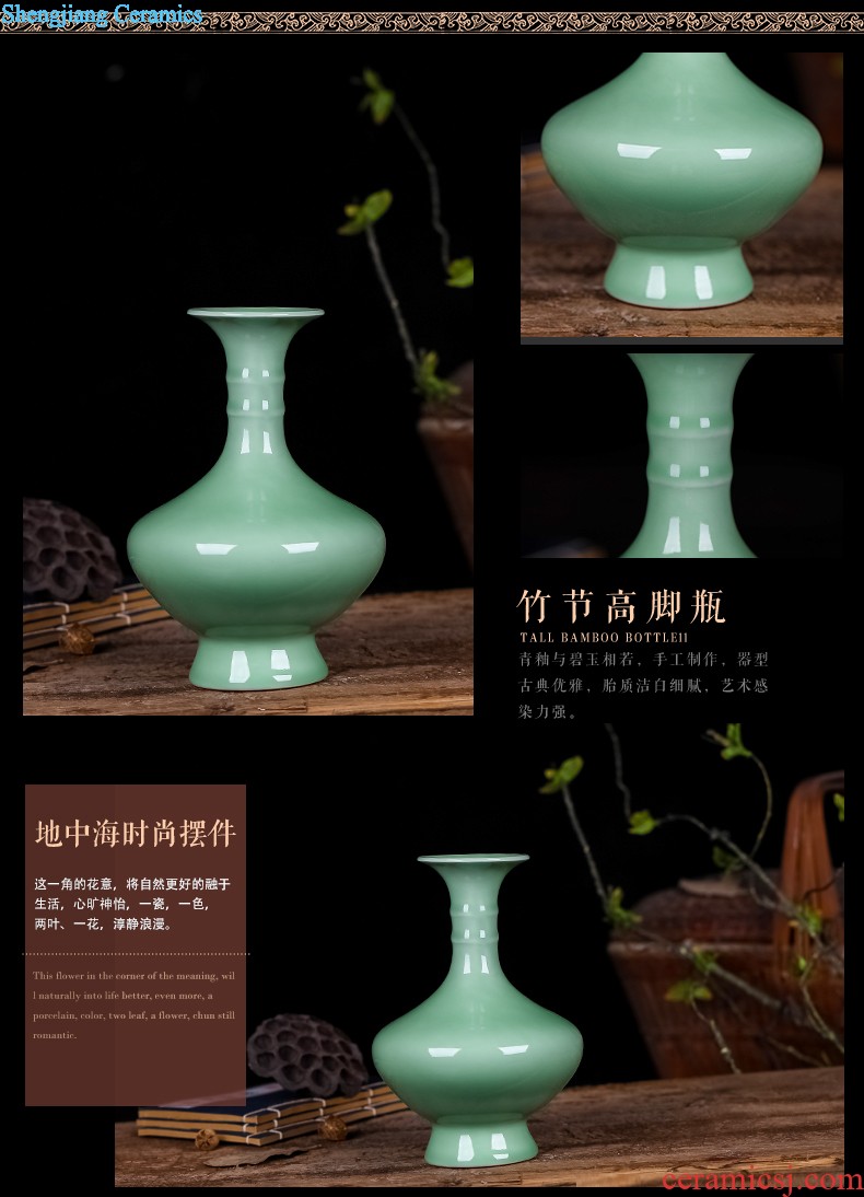 Jingdezhen ceramic vases, furnishing articles New Chinese style traditional Chinese painting landscape dried flowers flower arrangement home office decorations