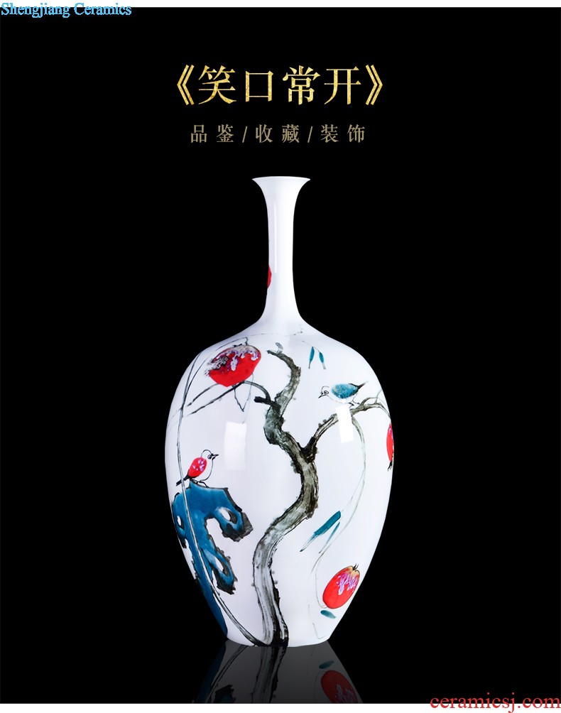 Jingdezhen ceramics hand-painted pastel prosperous thin body new Chinese style household vase sitting room adornment is placed