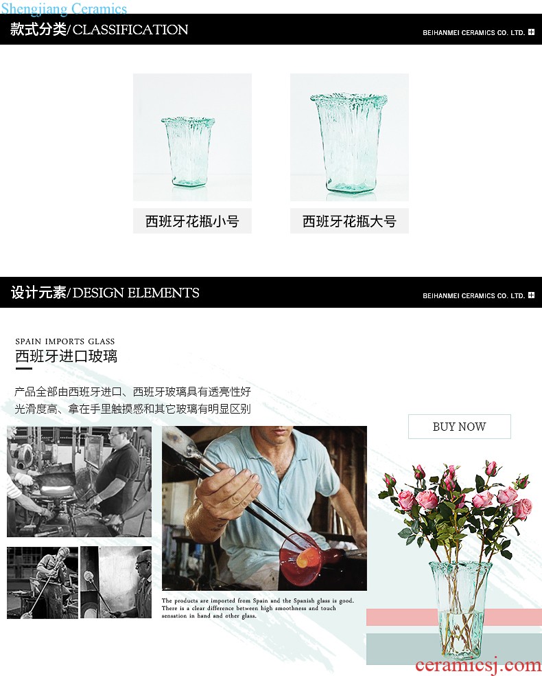 Ins the modern living room porch furnishing articles of jingdezhen ceramic vase creative hand dull gray green flowered