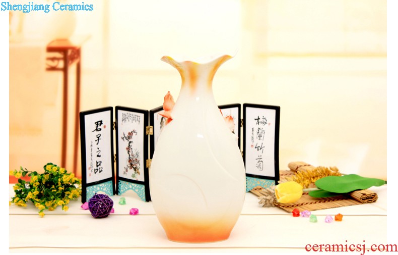 Jingdezhen ceramics hand-painted landing big vase Chinese Alma mater sitting room adornment is placed hotel opening gifts