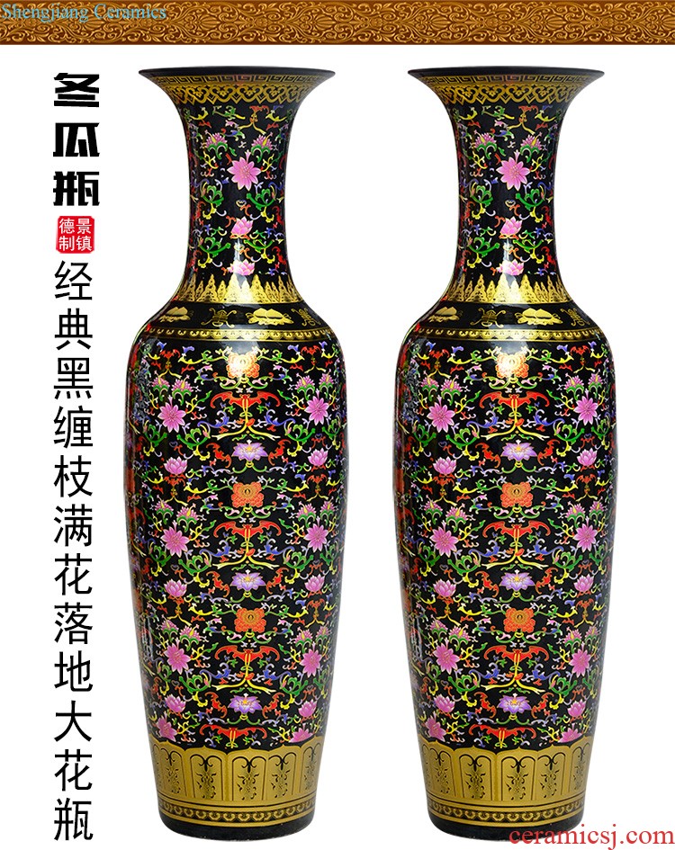 Jingdezhen ceramic hand-painted sitting room adornment is placed high quiver of large red vase word calligraphy and painting scroll cylinder