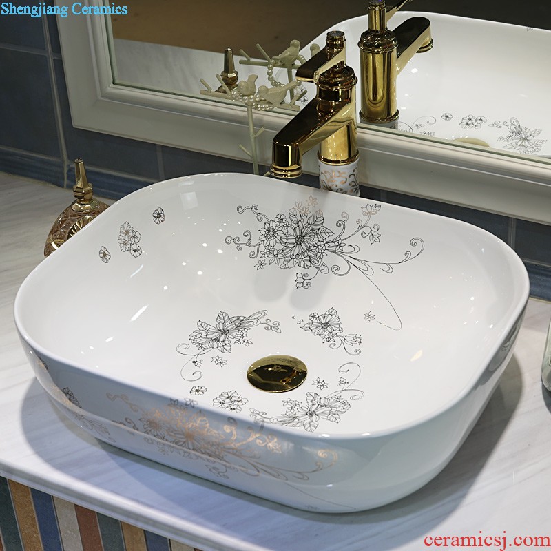 Gold cellnique stage basin of jingdezhen ceramic lavabo lavatory basin bathroom basin Circular marble