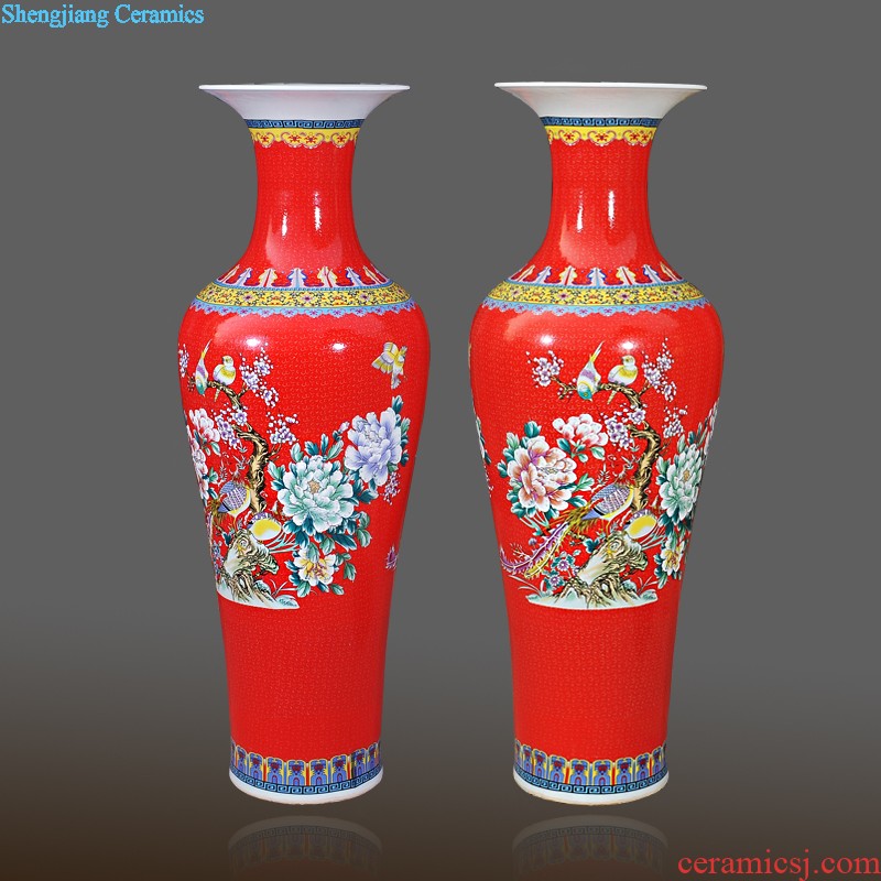 Jingdezhen ceramic furnishing articles hand-painted large ground vase quiver tube of the sitting room of Chinese style household decorations study