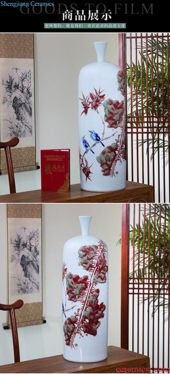 Jingdezhen ceramic creative hand blue and white porcelain vase flower arranging place of new Chinese style restoring ancient ways home sitting room adornment