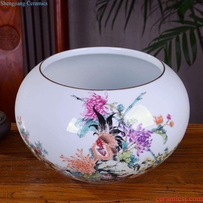 Large vase large hand-painted porcelain of jingdezhen ceramics new Chinese style household living room TV cabinet decoration